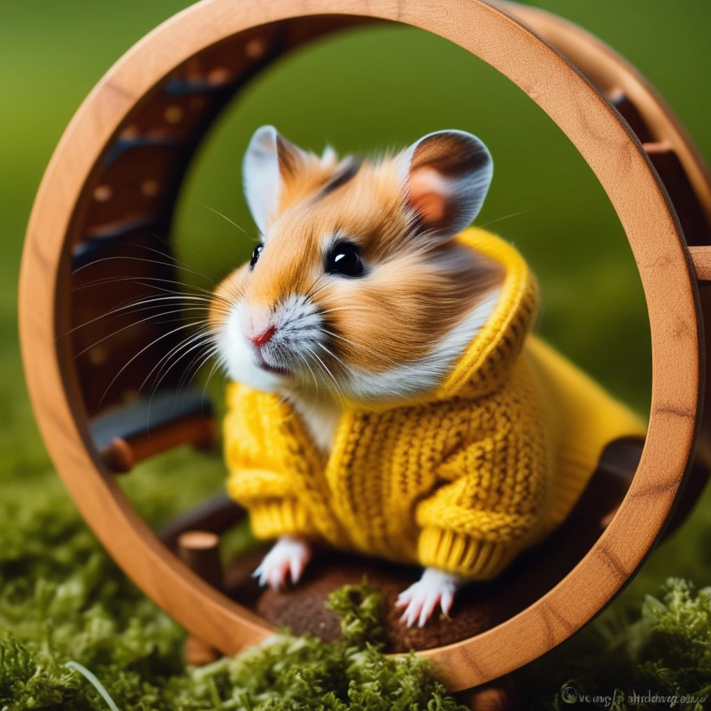 Hamster Enjoying in Running Wheel